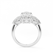 White Gold Pear Shape Diamond Three Stone Engagement Ring With Pear Shape Side Stone Prong Setting